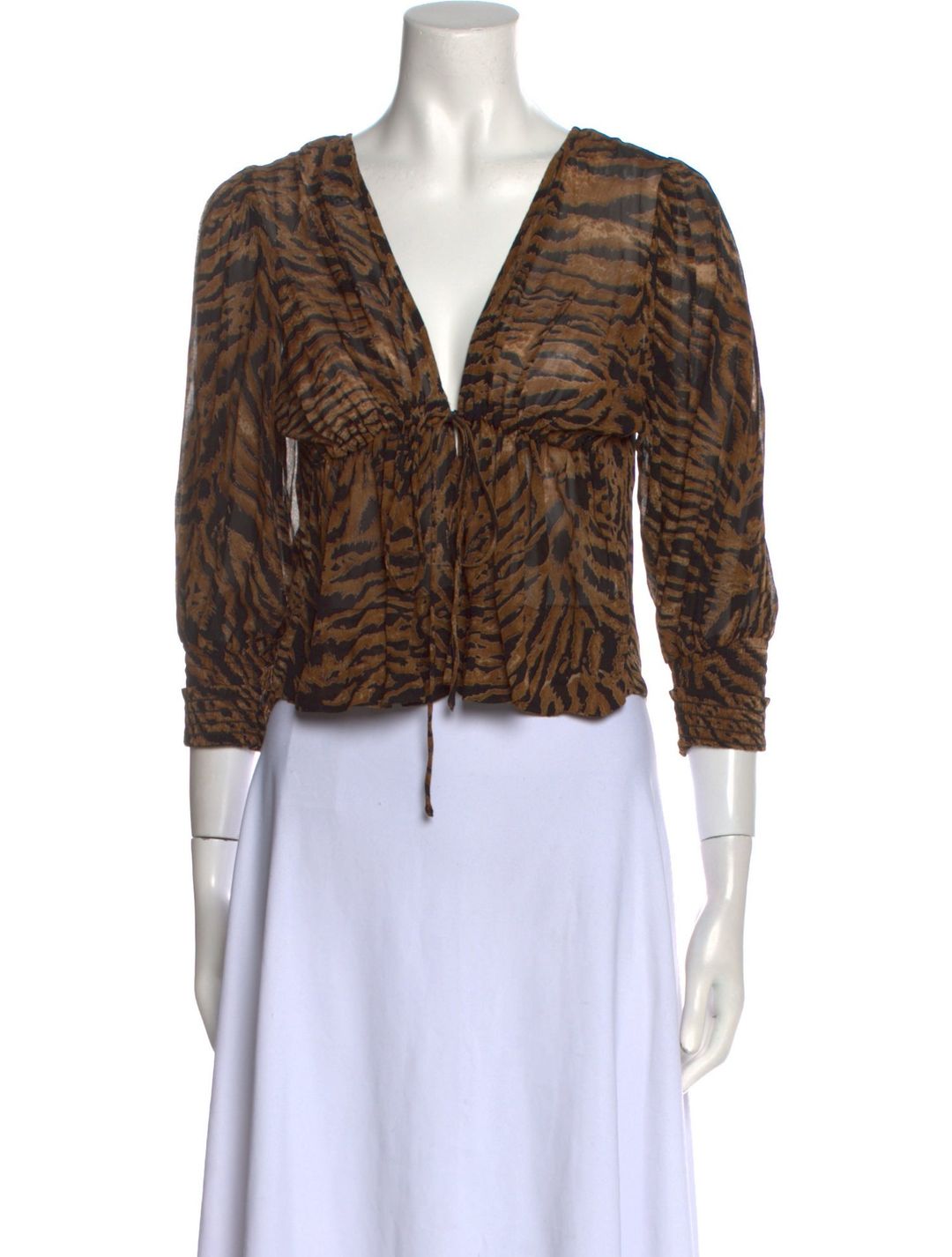 Animal Print V-Neck Crop Top