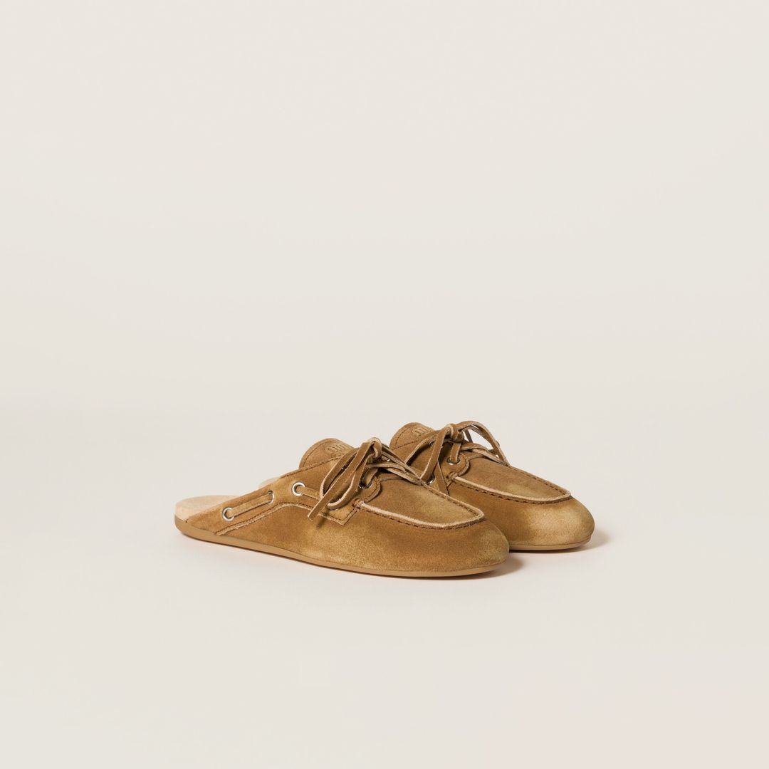 Faded suede mules
