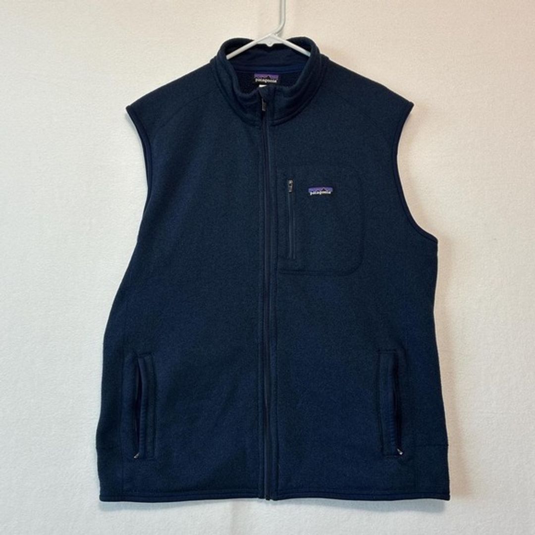 Navy Patagonia fleece vest men's