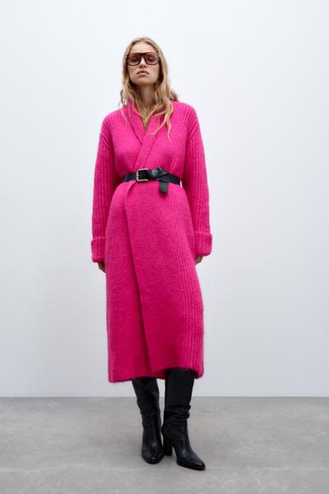 KNIT COAT WITH SCARF STYLE COLLAR
