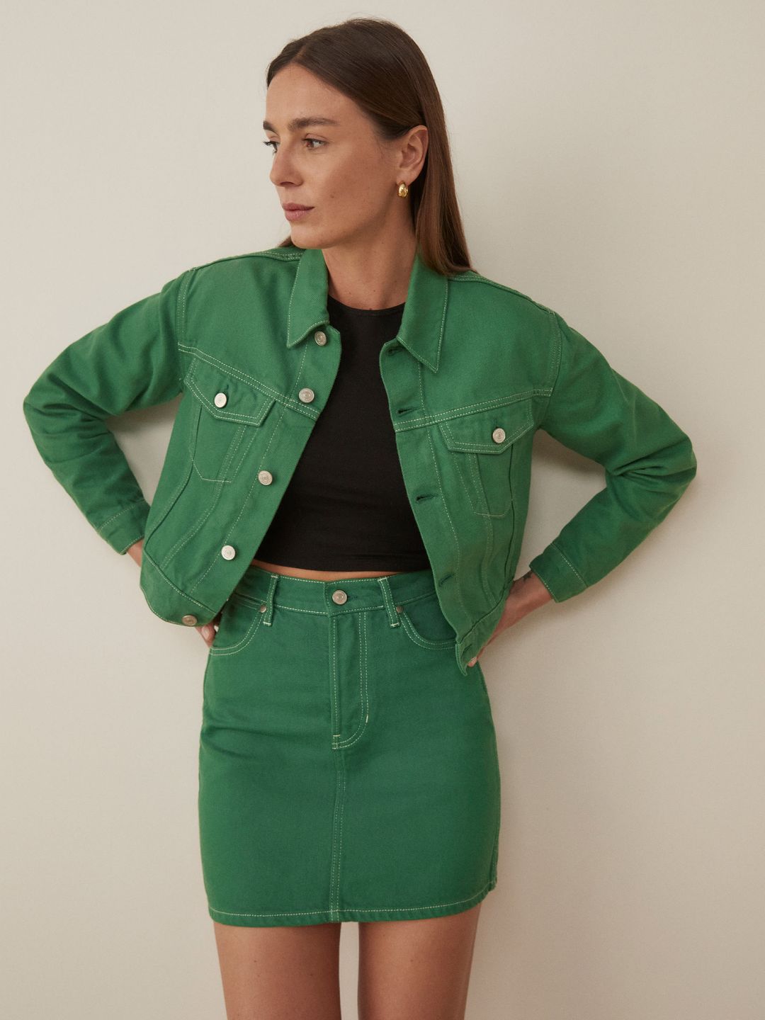 Cowboy High Rise Denim Mini Skirt #2