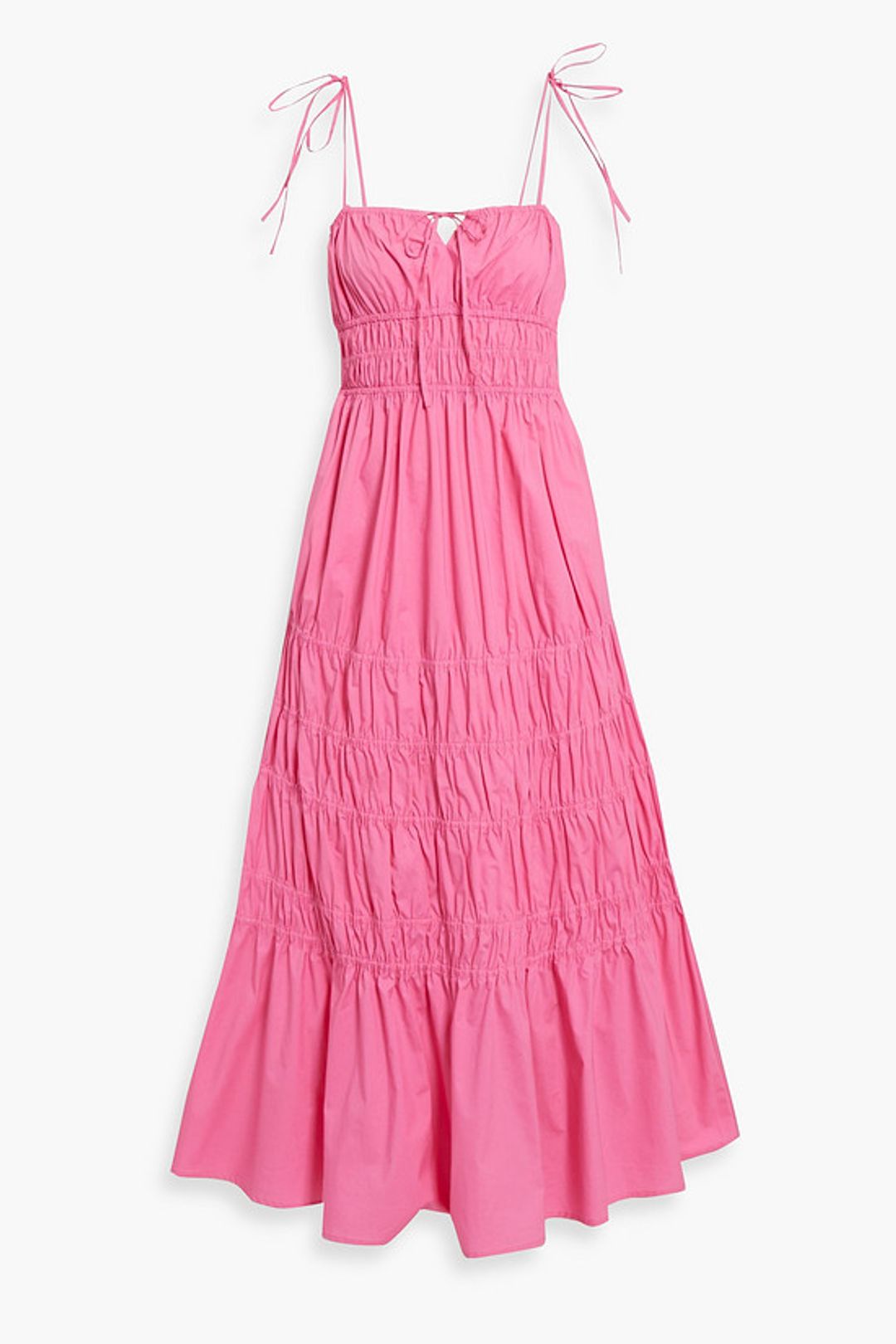 Halia shirred cotton-poplin midi dress