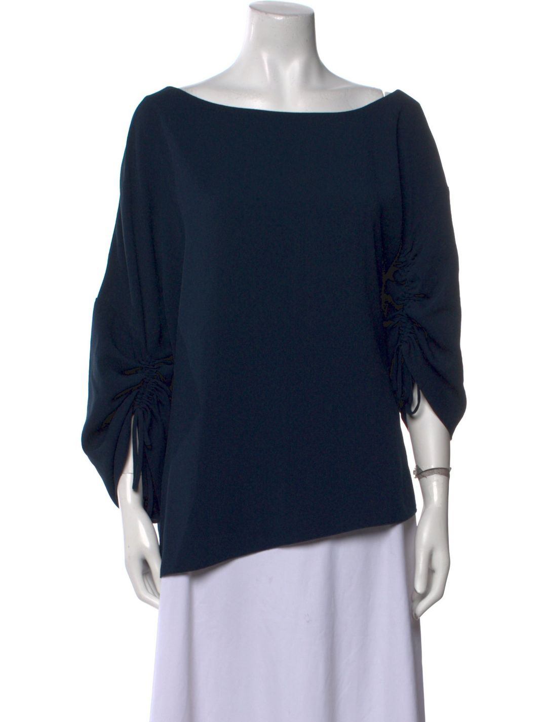 Bateau Neckline Three-Quarter Sleeve Blouse