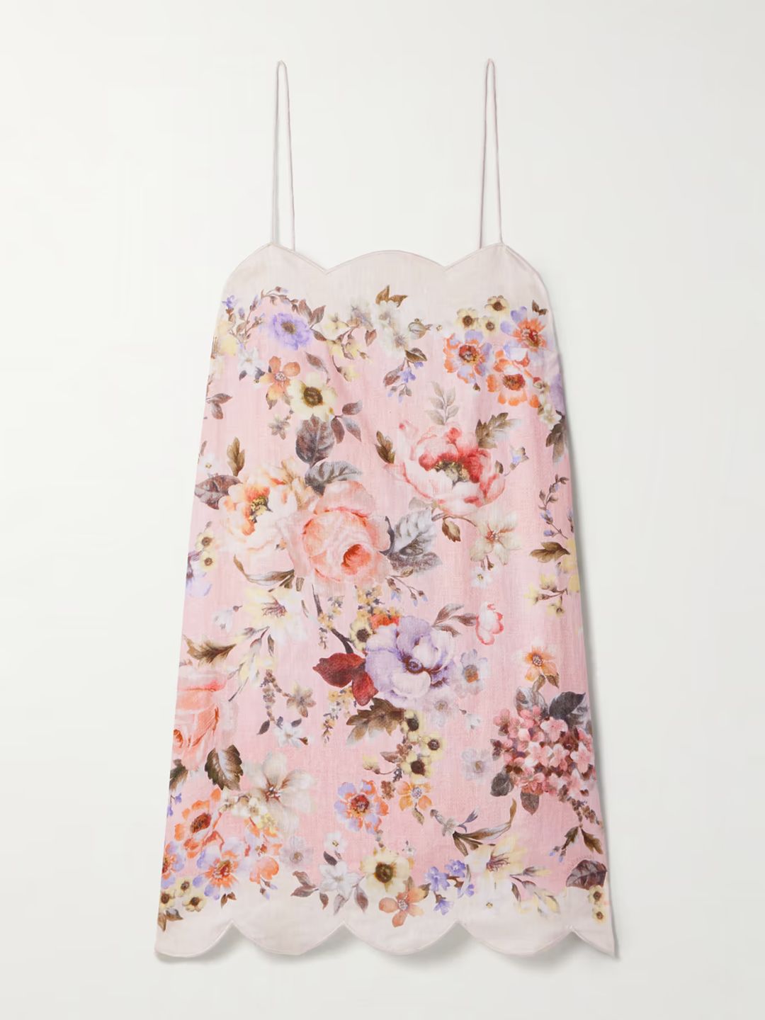 Acacia scalloped floral-print linen mini dress