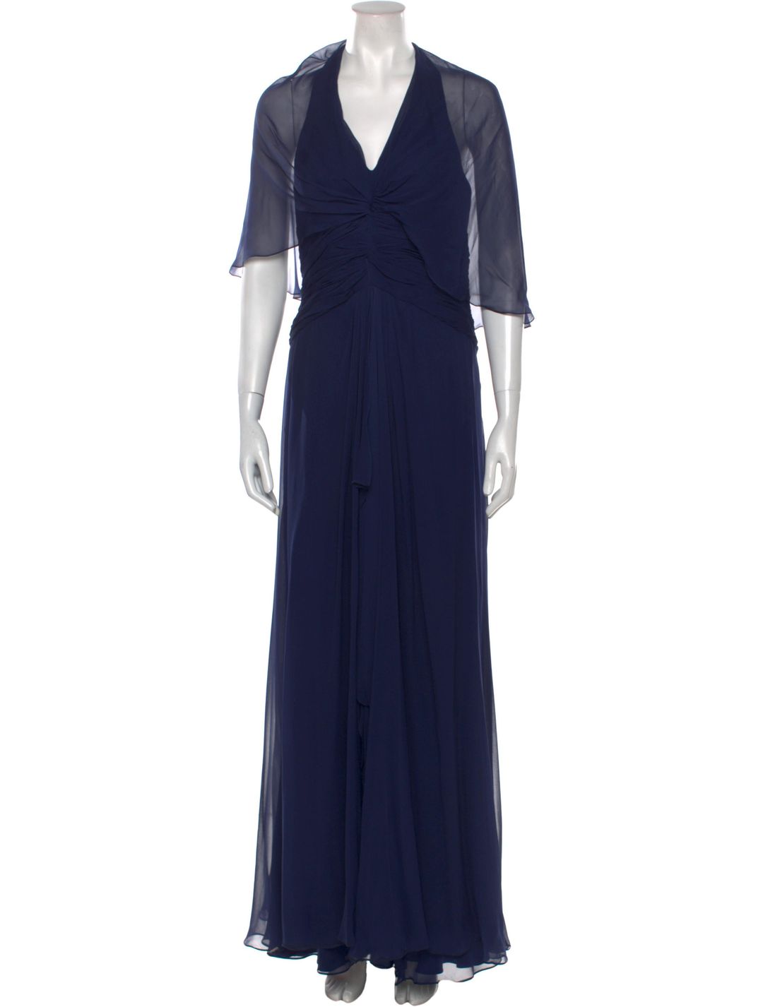 Monique Lhuillier V-Neck Long Dress