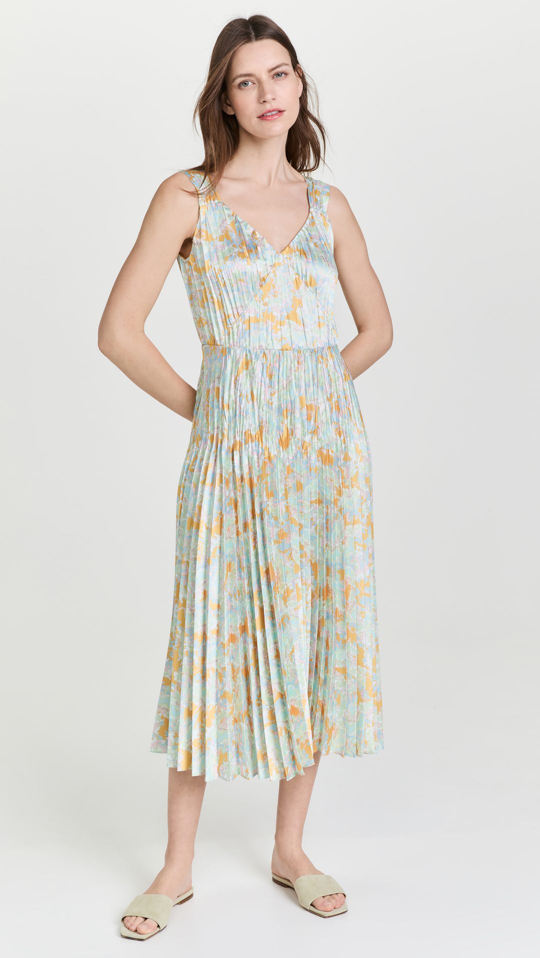Lotus V-Neck Pleated Slip Dress #4