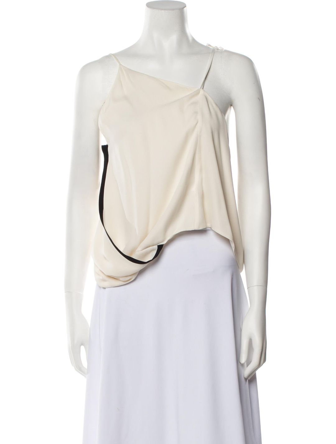L'Agence Silk One-Shoulder Crop Top