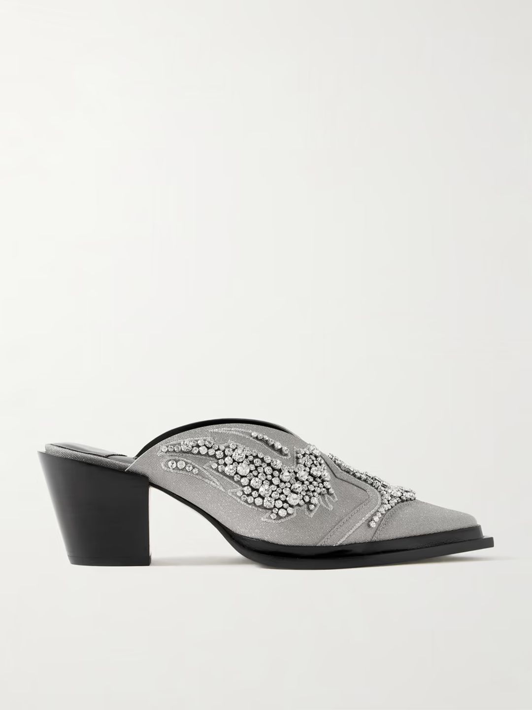 Cece II 60 embroidered crystal-embellished metallic canvas mules