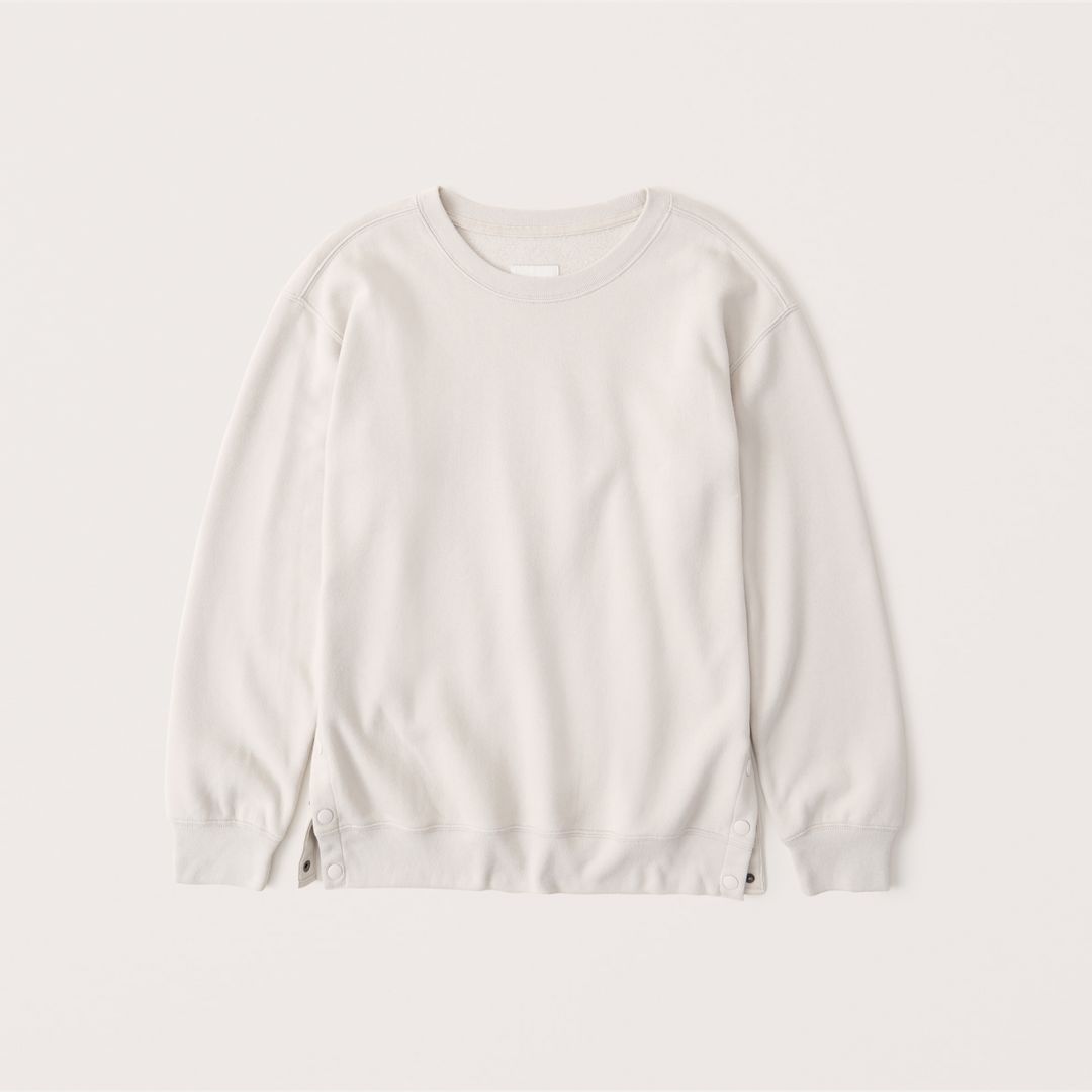 Side-Snap Boyfriend Sweatshirt