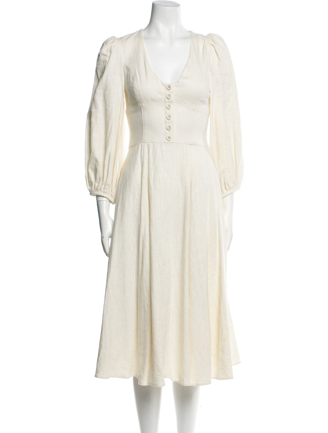 Staud V-Neck Midi Length Dress