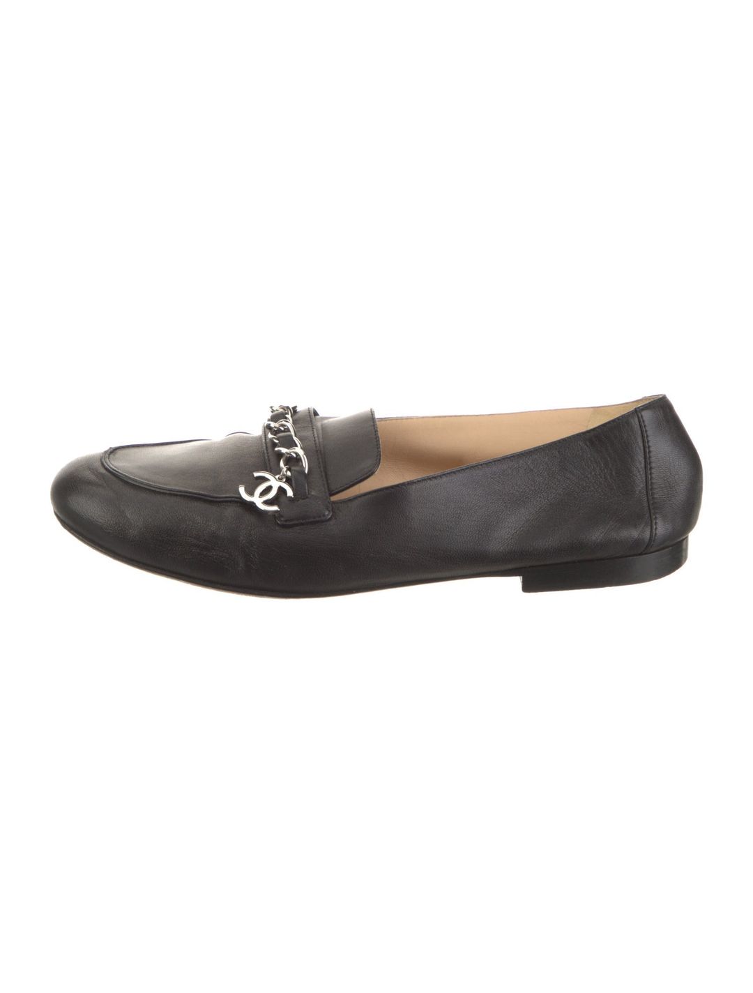 Chanel Interlocking CC Logo Leather Loafers