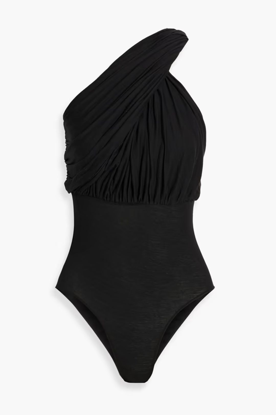 Lido one-shoulder draped cotton-jersey bodysuit