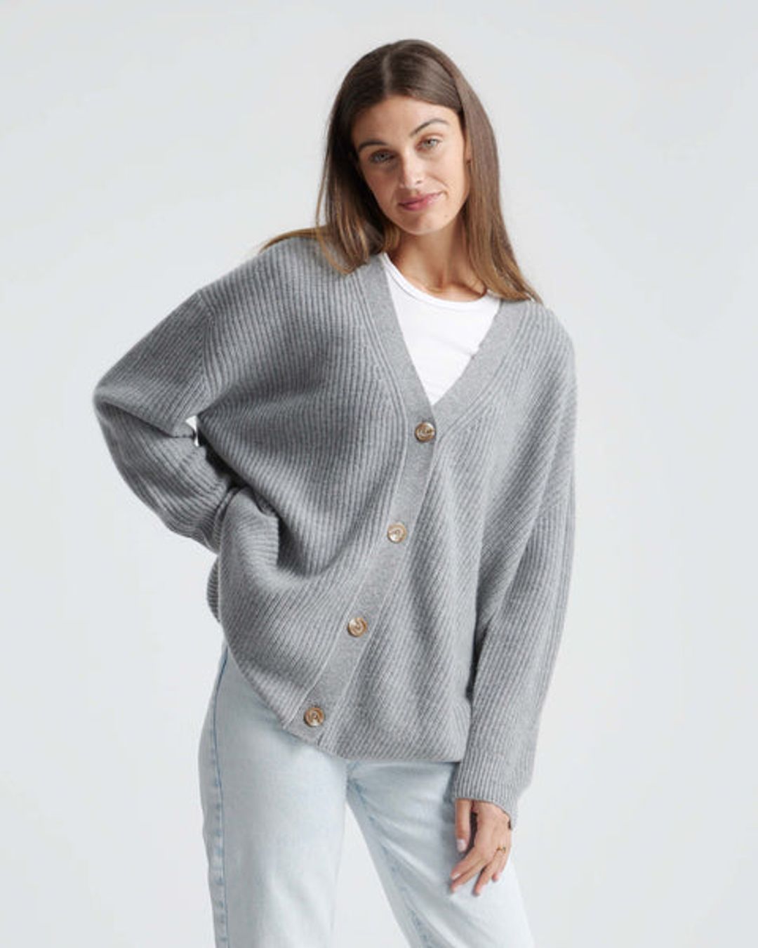 Mongolian Cashmere Oversized Boyfriend Cardigan Sweater #5