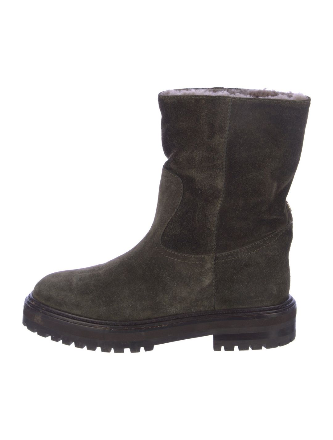 Jimmy Choo Suede Fur Trim Moto Boots