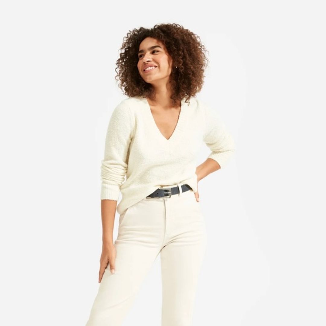 NWT Everlane Women’s The Teddy V Neck Sweater Wool Blend