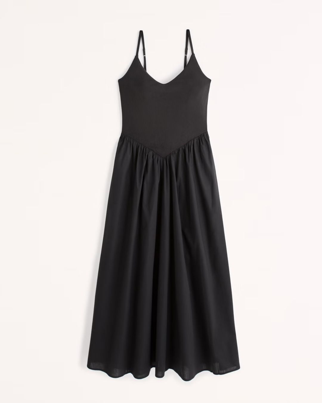 Mixed Fabric Drop-Waist Maxi Dress