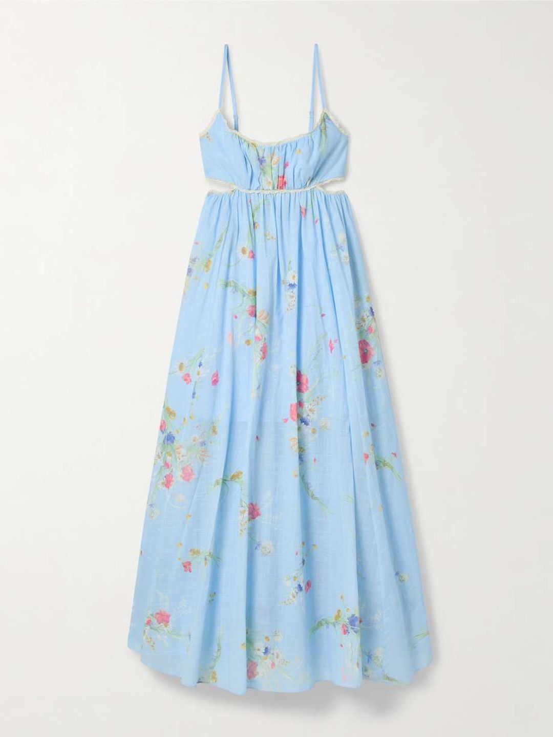 Lucky Picnic cutout crocheted lace-trimmed printed cotton-voile maxi dress