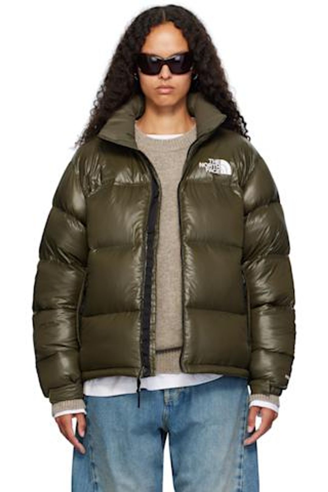 SSENSE Exclusive Khaki 1996 Retro Shine Nuptse Down Jacket