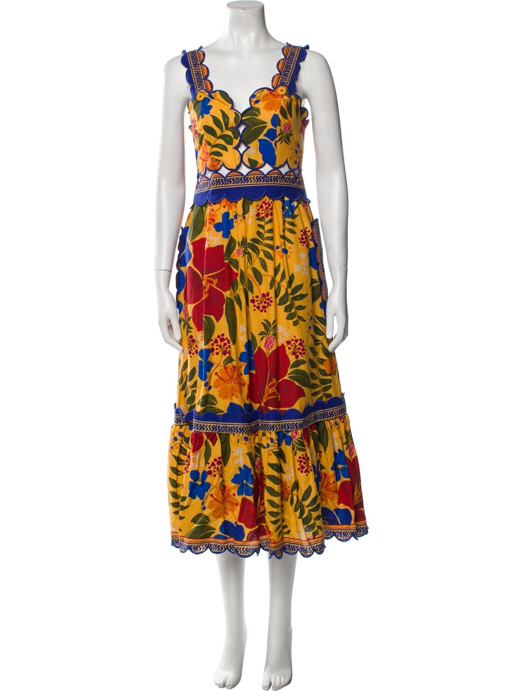 Farm Rio Floral Print Midi Length Dress