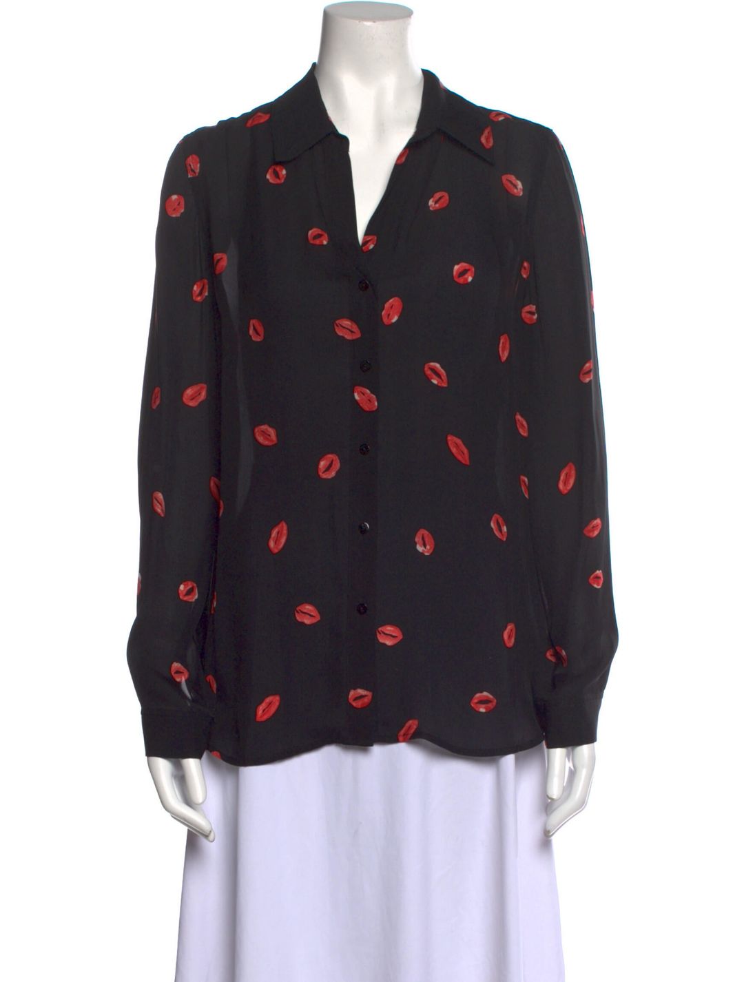 L'Agence Silk Printed Button-Up Top