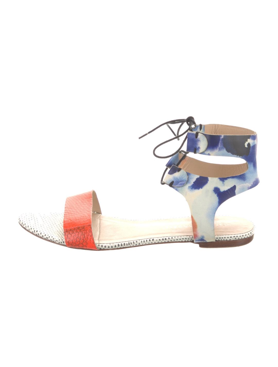 Loeffler Randall Leather Animal Print Gladiator Sandals