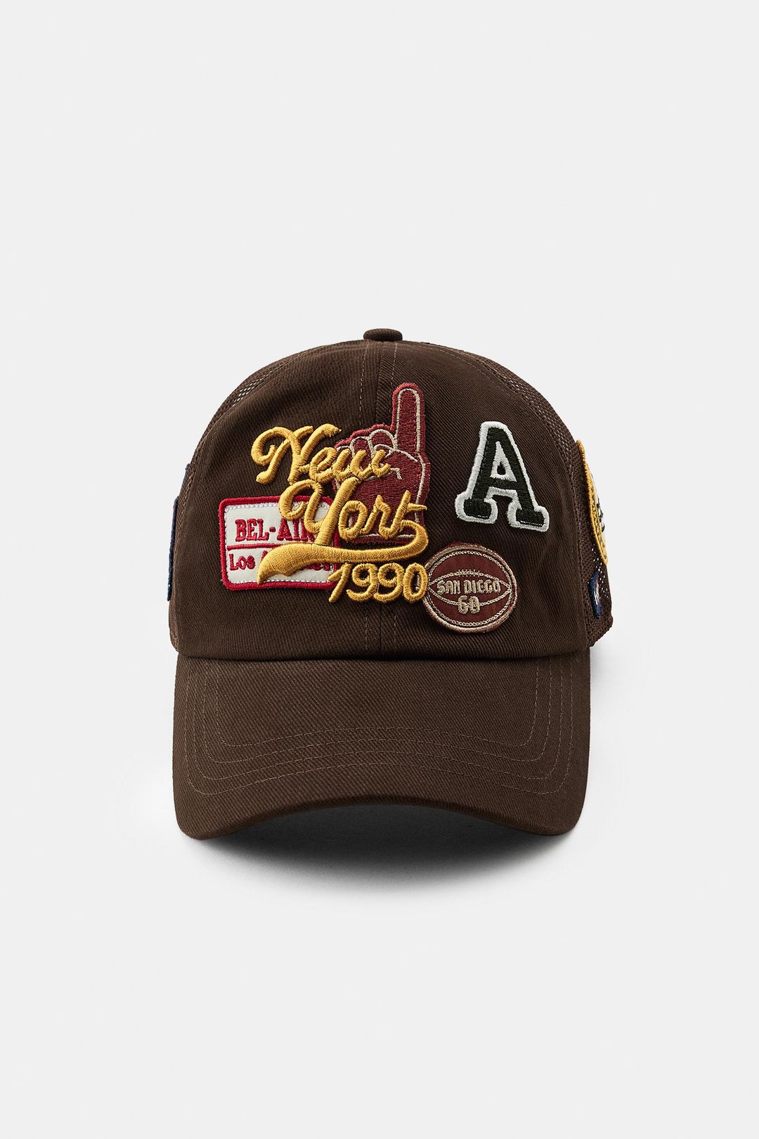 TWILL MESH CAP WITH EMBROIDERED PATCHES