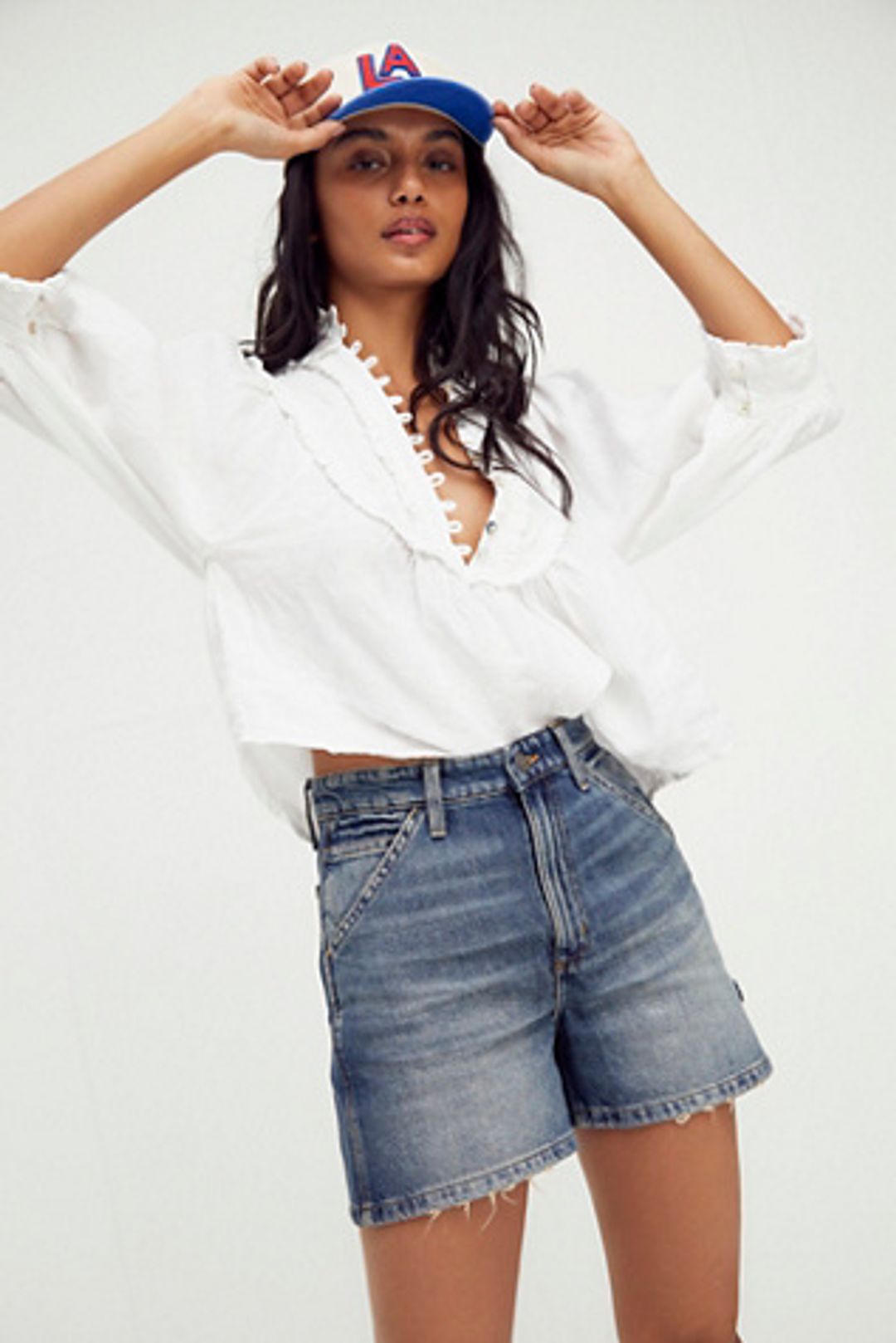 Lee High Rise Dungaree Shorts