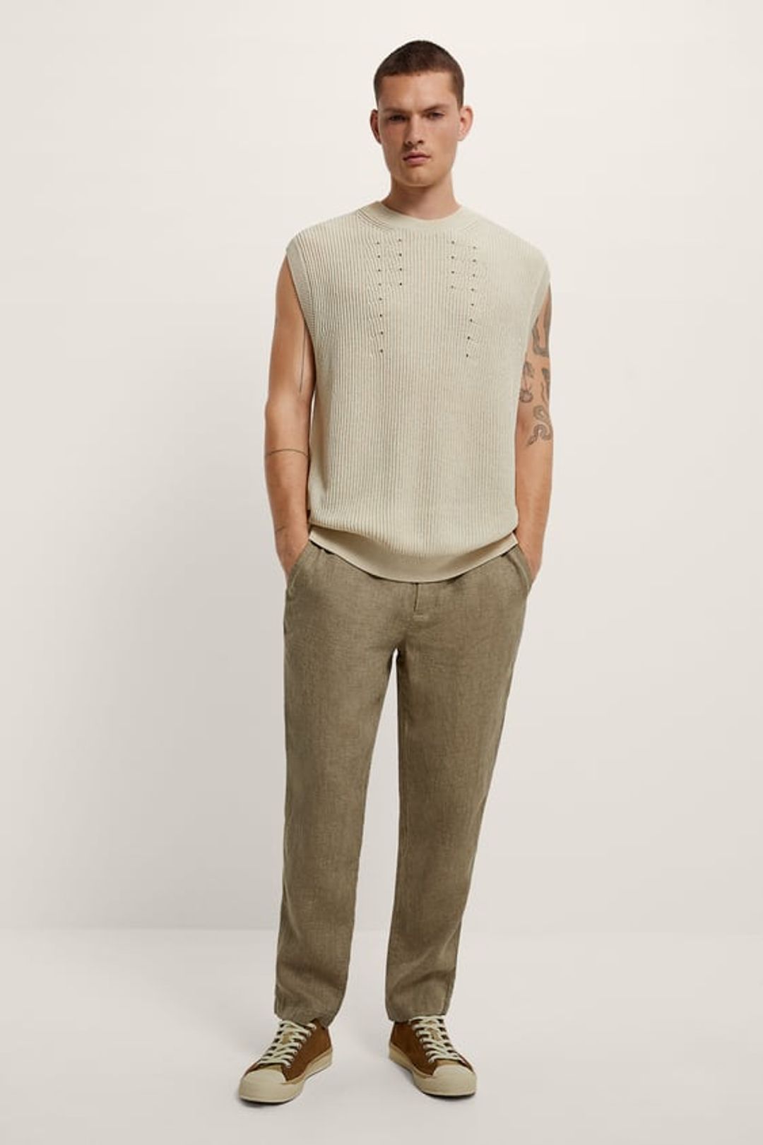 GARMENT DYED LINEN PANTS