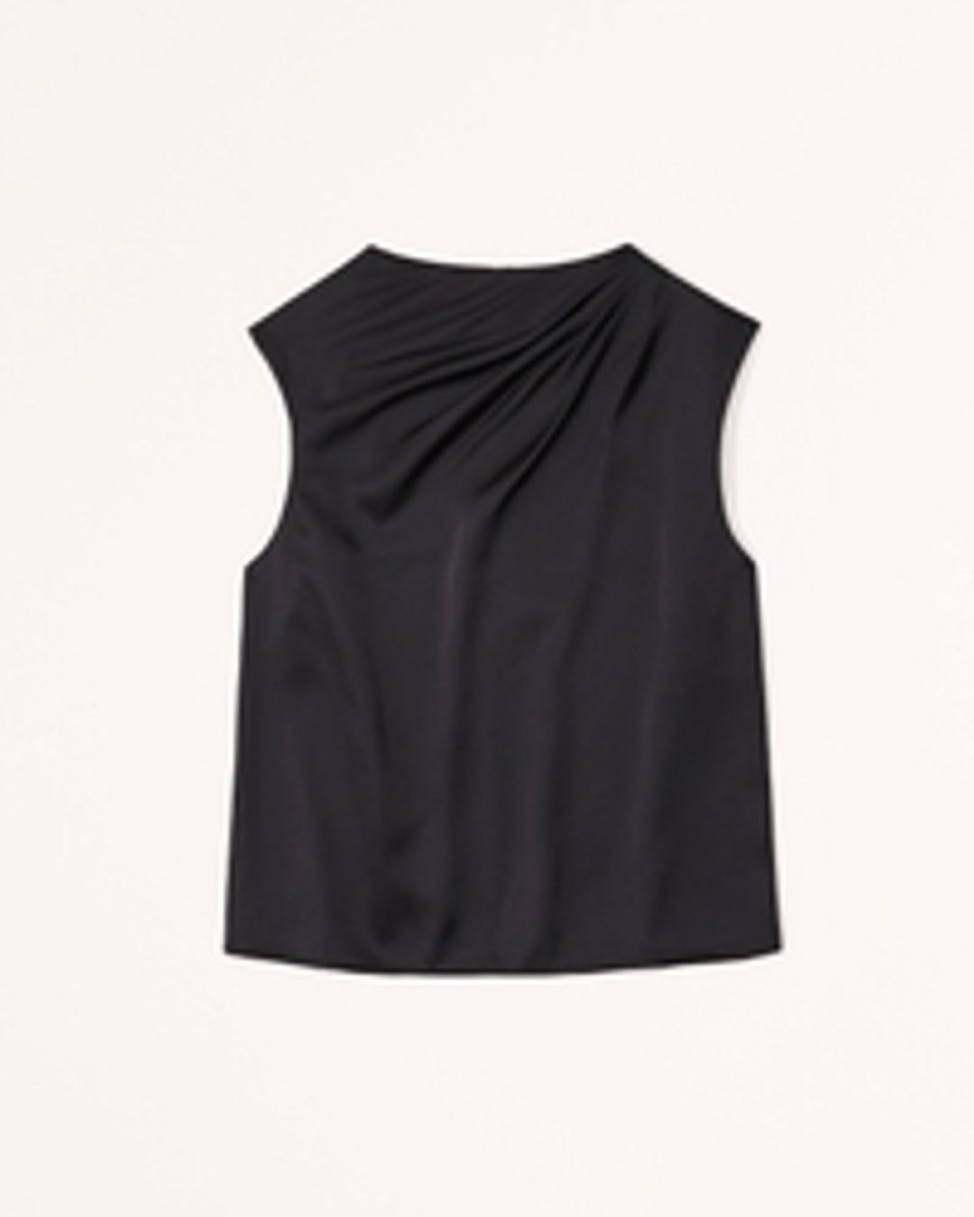 Satin High-Neck Draped Cowl Top