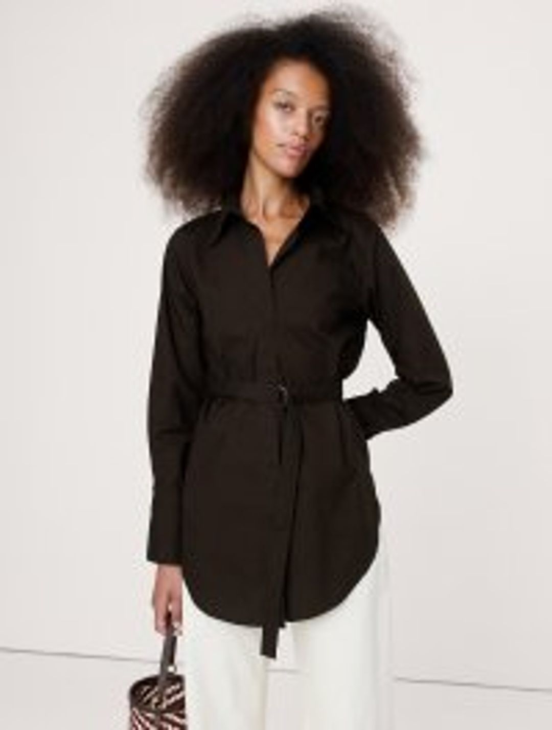 Cotton Poplin Belted Tunic Shirt