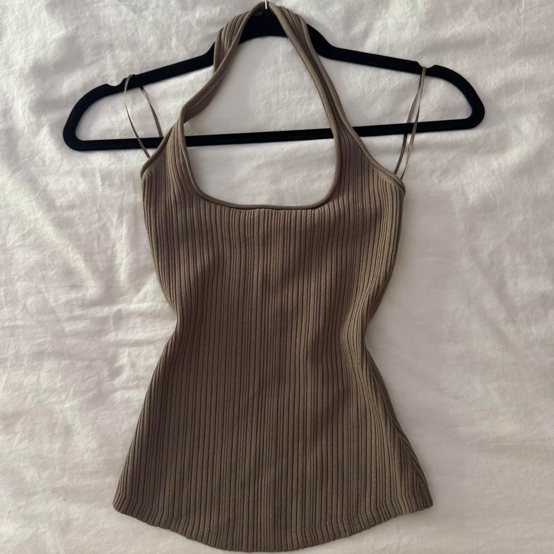 Ribbed Halter Neck