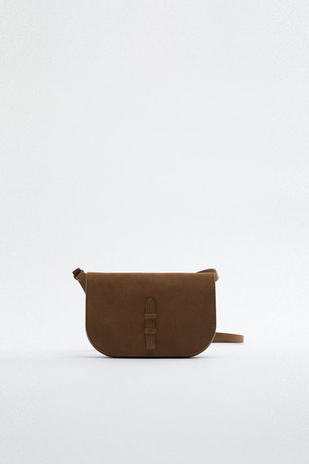 OVAL SPLIT LEATHER CROSSBODY BAG