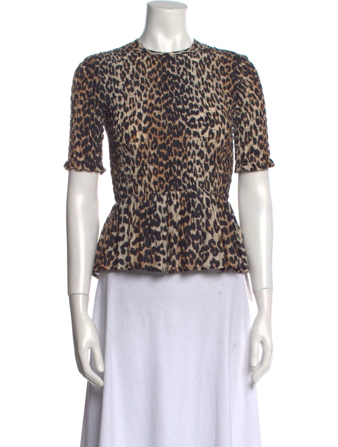 Ganni Animal Print Crew Neck Top