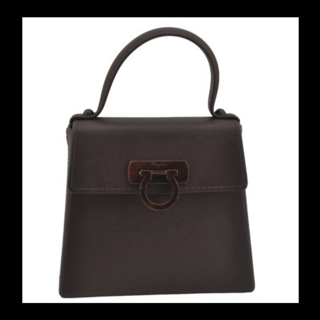 Authentic Salvatore Ferragamo Gancini Rubber Hand Bag Purse