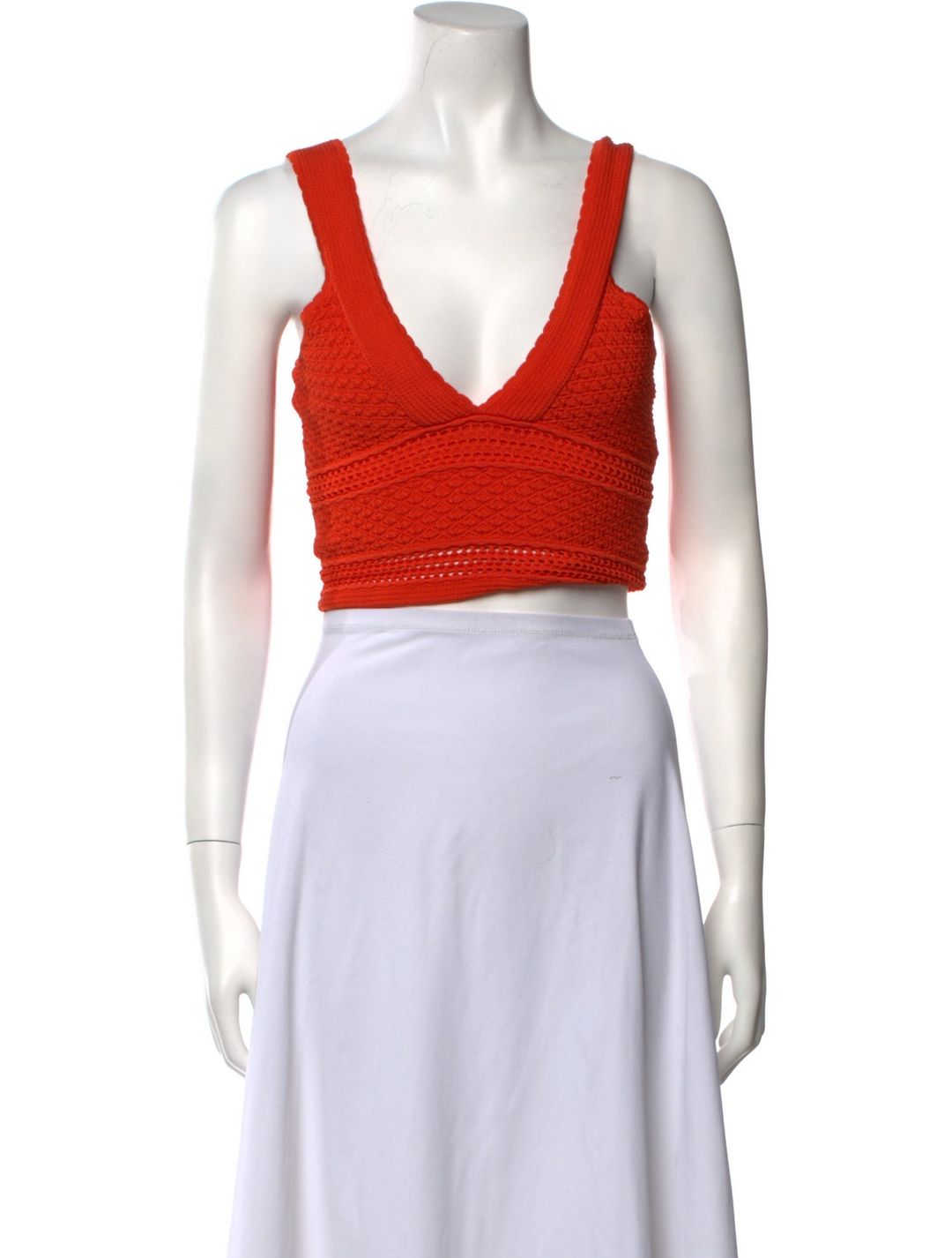 Plunge Neckline Sleeveless Crop Top