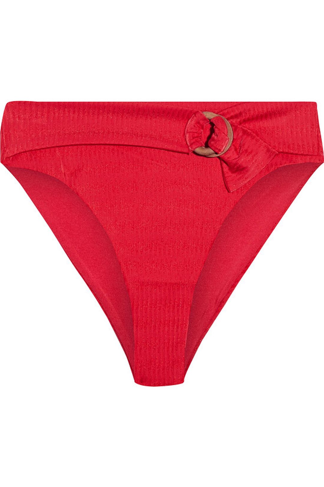 Anais belted stretch-jacquard high-rise bikini briefs