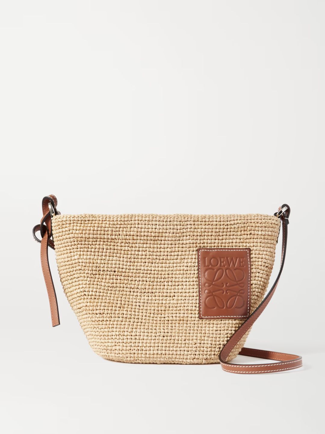 Paula's Ibiza Pochette leather-trimmed woven raffia shoulder bag