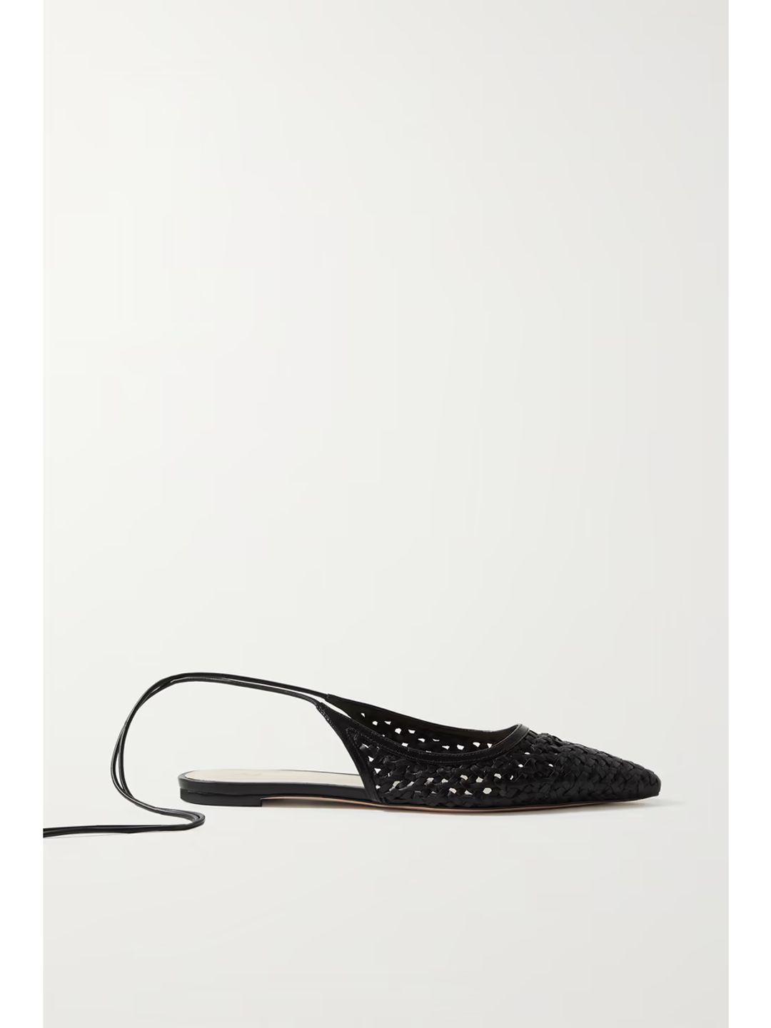 Woven leather point-toe flats