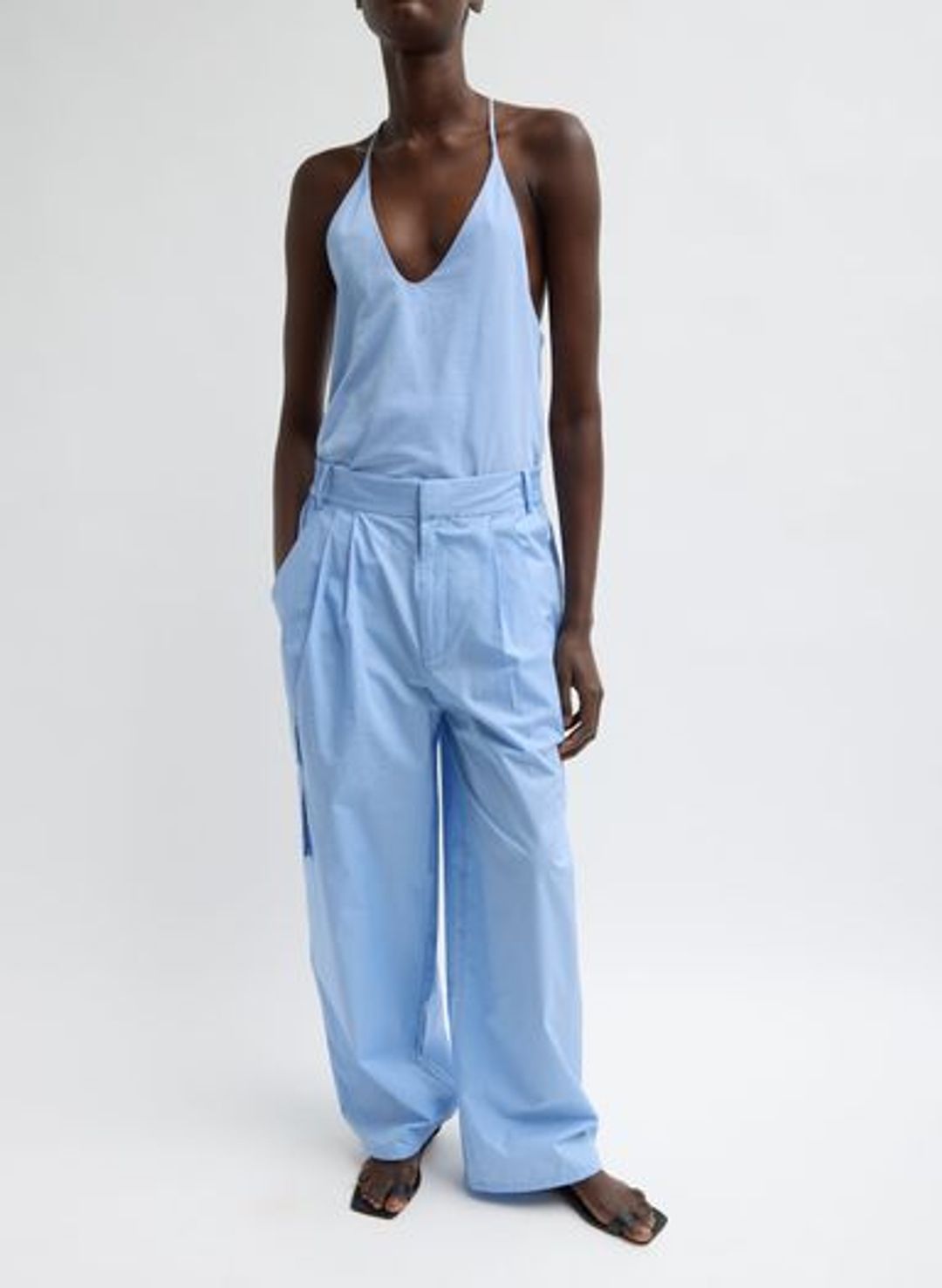 Tibi Vintage Cotton Wide Leg Pull On Cargo Pant