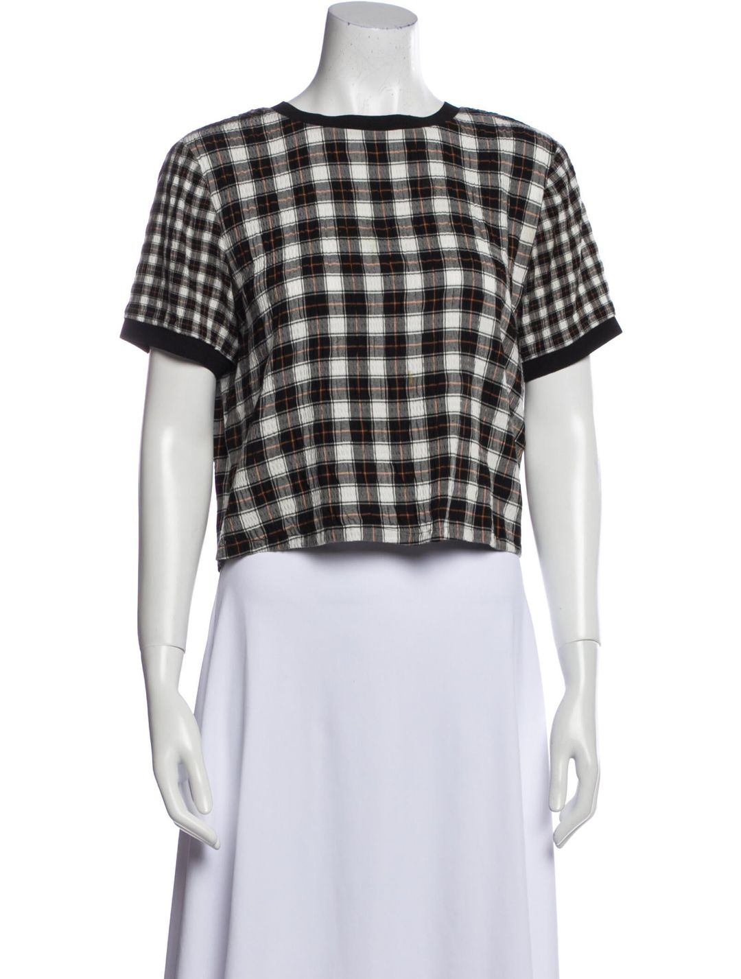 Plaid Print Crew Neck Crop Top