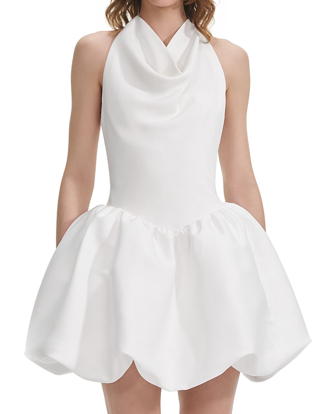 Self-Portrait White Halter Neck Mini Dress