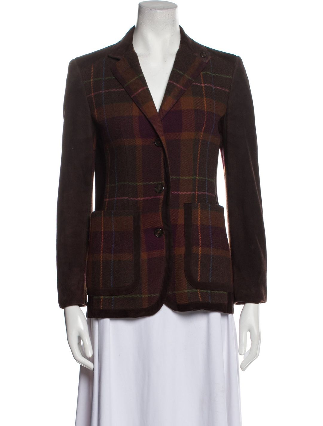Etro Wool Plaid Print Blazer