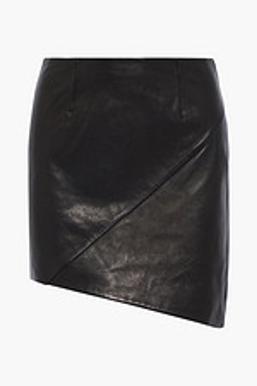 Hem asymmetric leather mini skirt