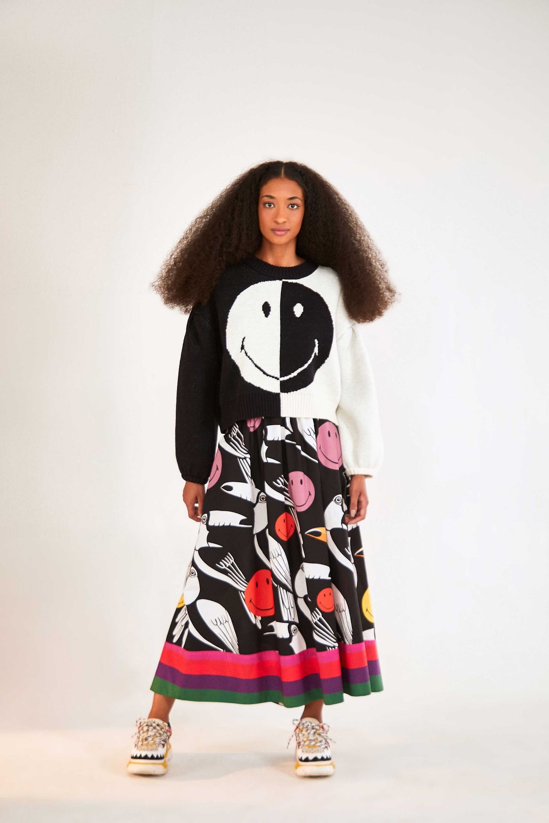Rainbow Toucans Smiley® Organic Cotton Midi Skirt