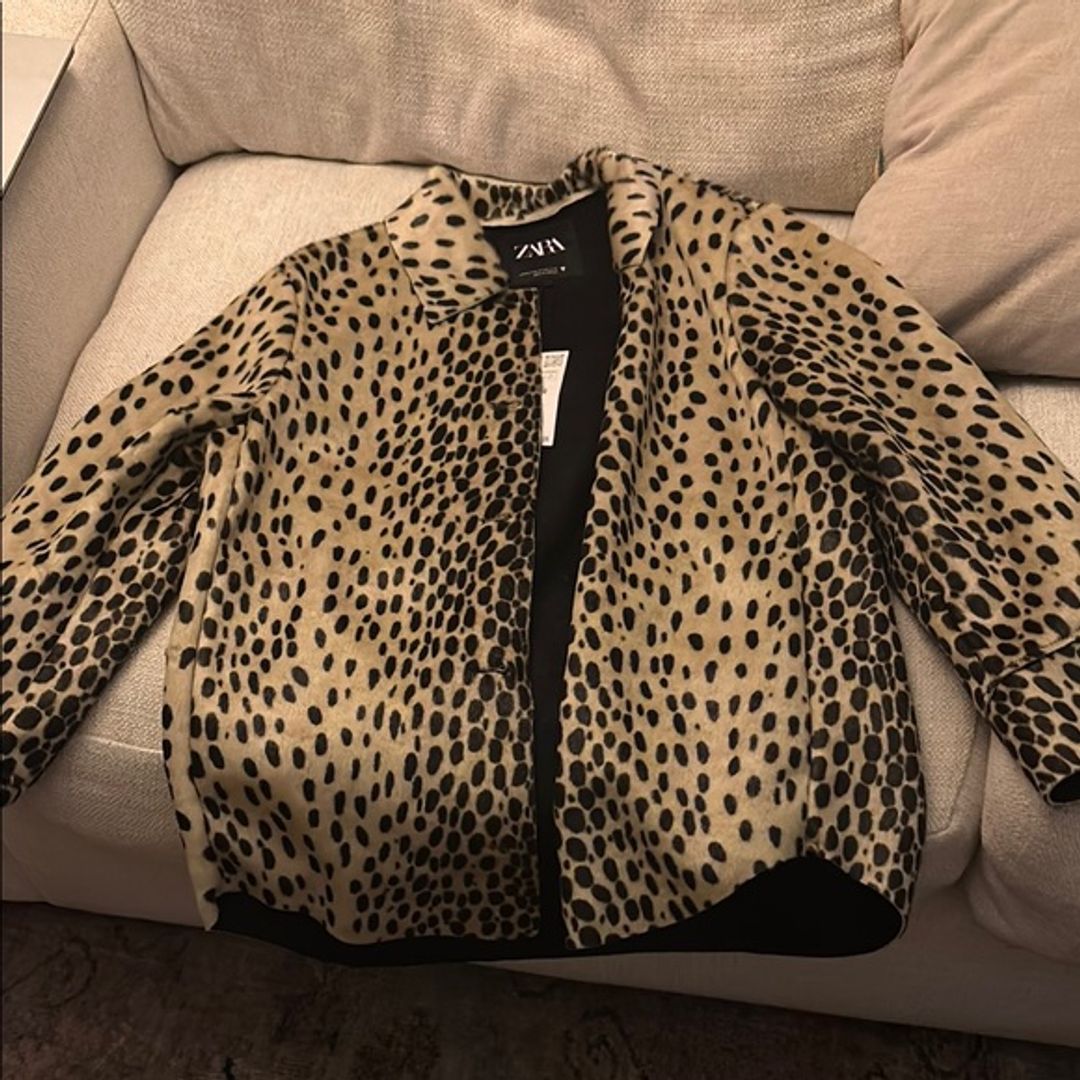 Zara Black and Brown Animal Print Blazer