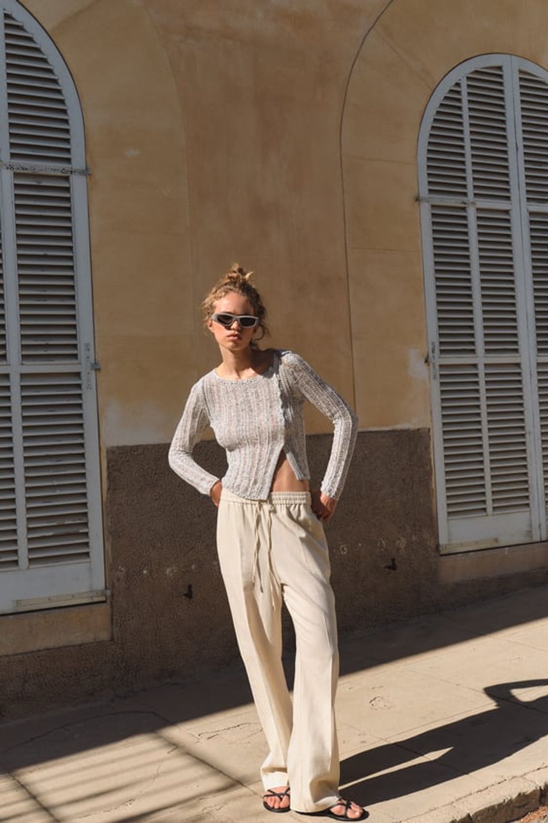 LINEN BLEND STRAIGHT PANTS