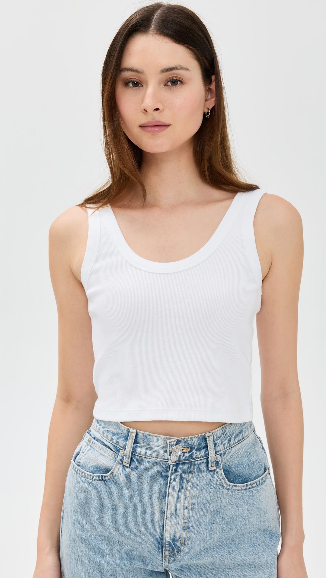 The Cropped Scoop It Up Tank in White #7