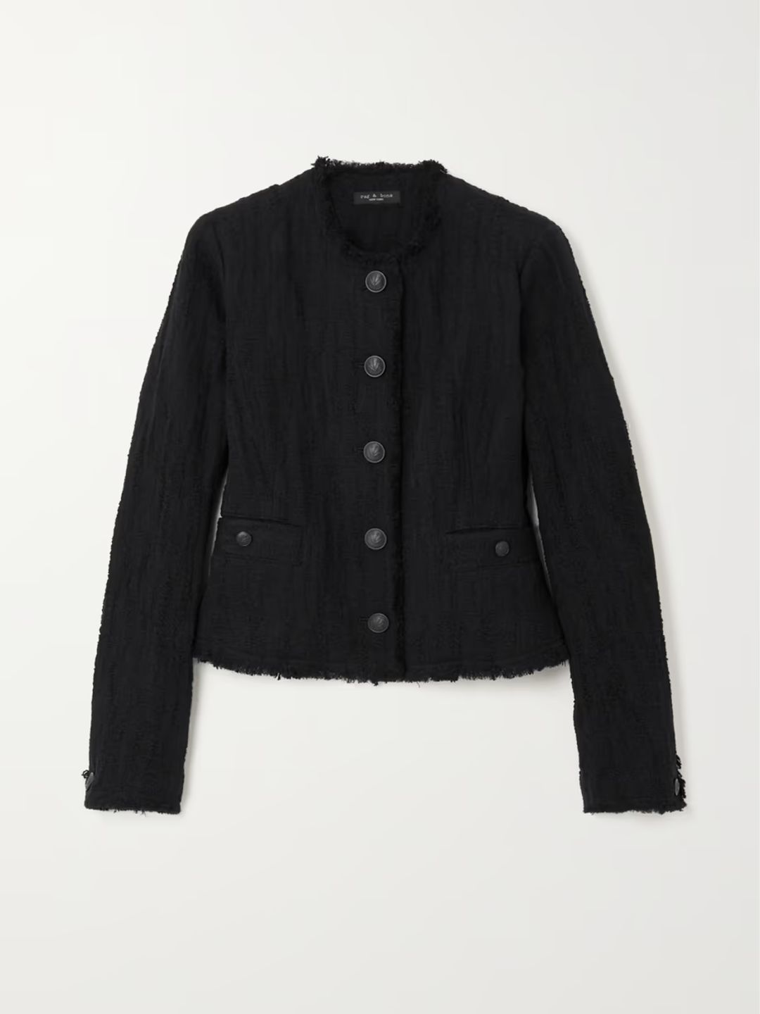 Annalise frayed recycled cotton-blend tweed jacket
