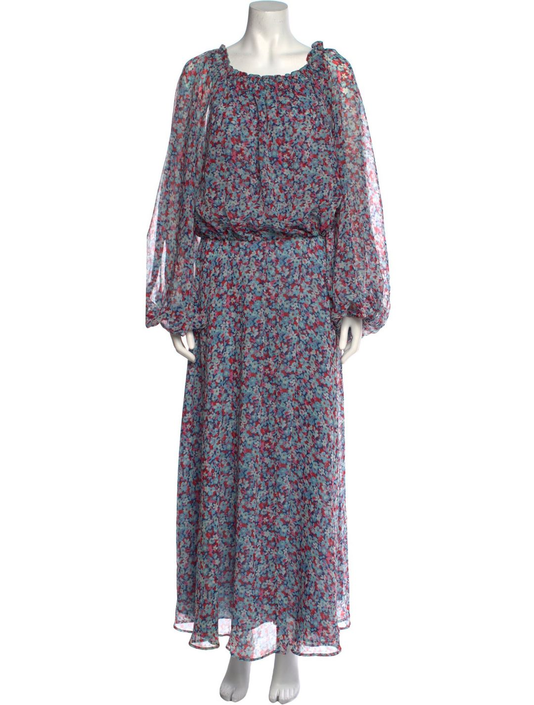 ROTATE Birger Christensen Floral Print Midi Length Dress