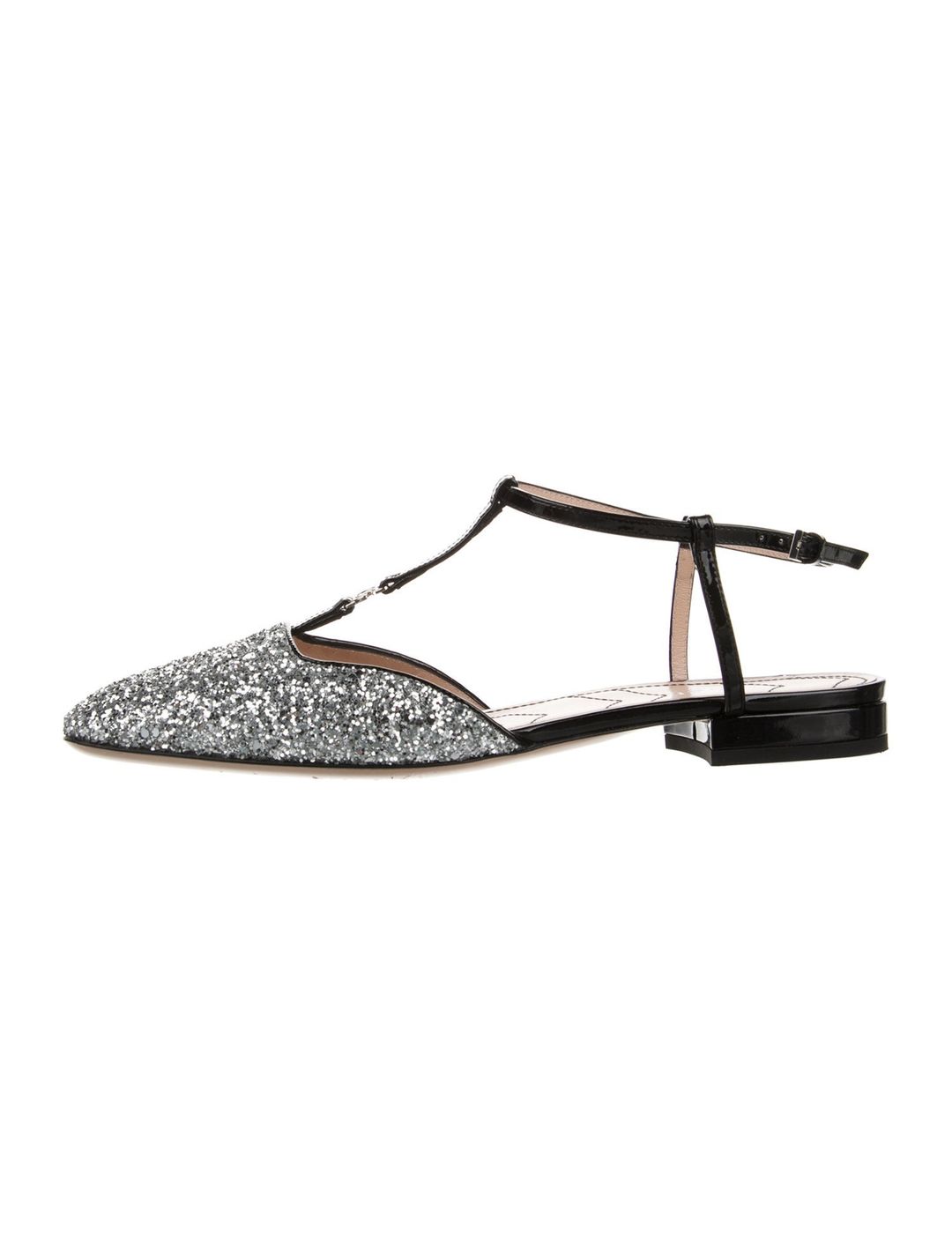 Double G Logo Glitter Slingback Flats